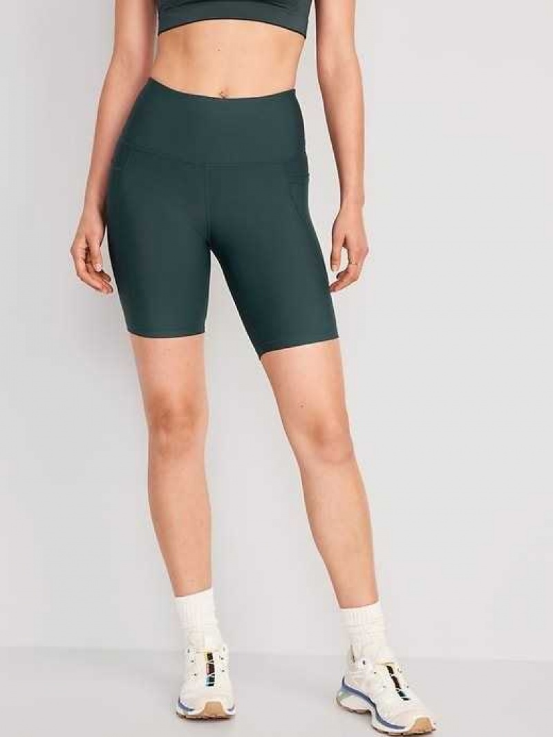 Old Navy High-Waisted PowerSoft Biker Shorts Deep Green | QNS620739