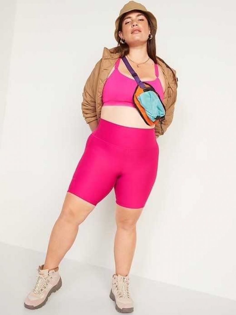 Old Navy High-Waisted PowerSoft Biker Shorts Fuchsia | CRG875319