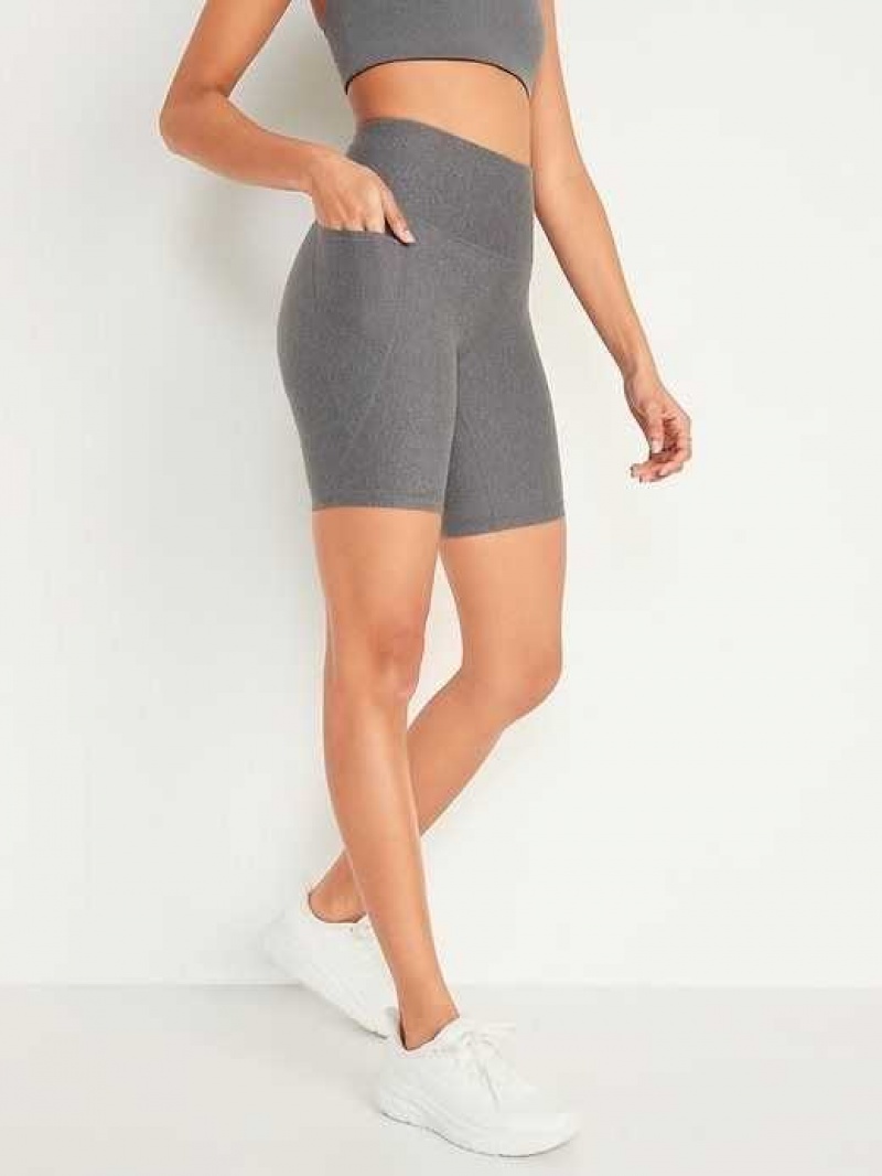 Old Navy High-Waisted PowerSoft Biker Shorts Grey | BDV860714