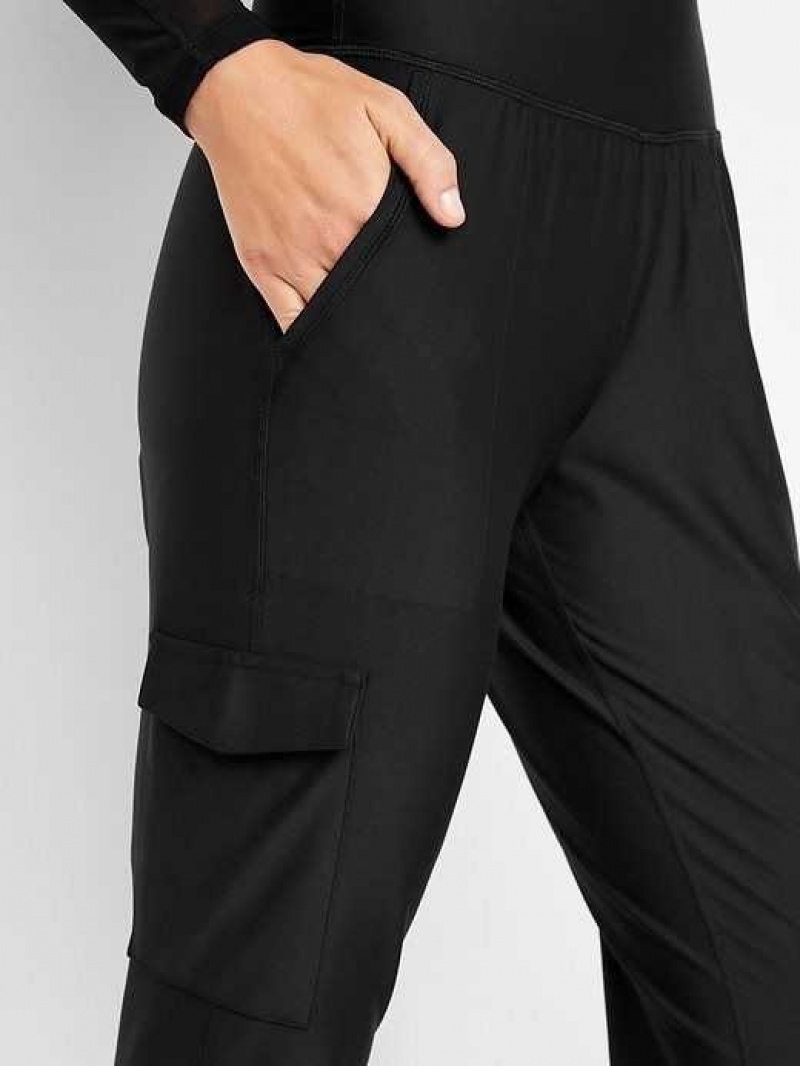 Old Navy High-Waisted PowerSoft Cargo Joggers Black | UMK194728