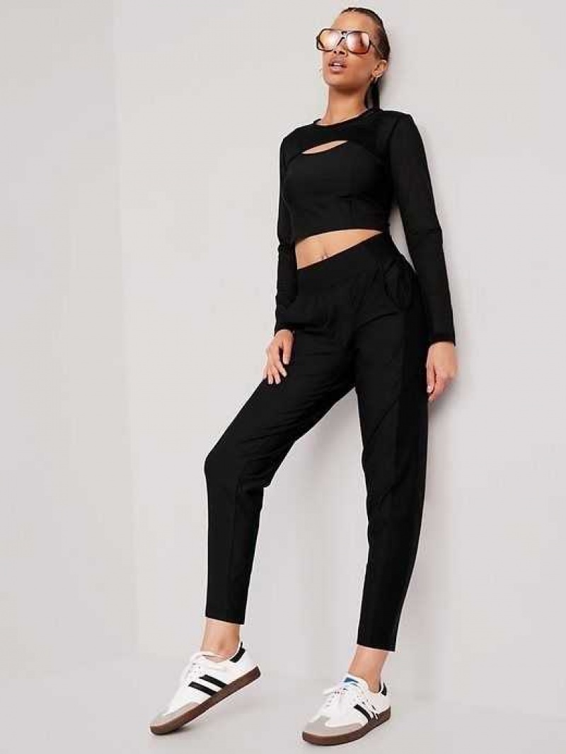 Old Navy High-Waisted PowerSoft Combination Taper Pants Black | IPJ304178