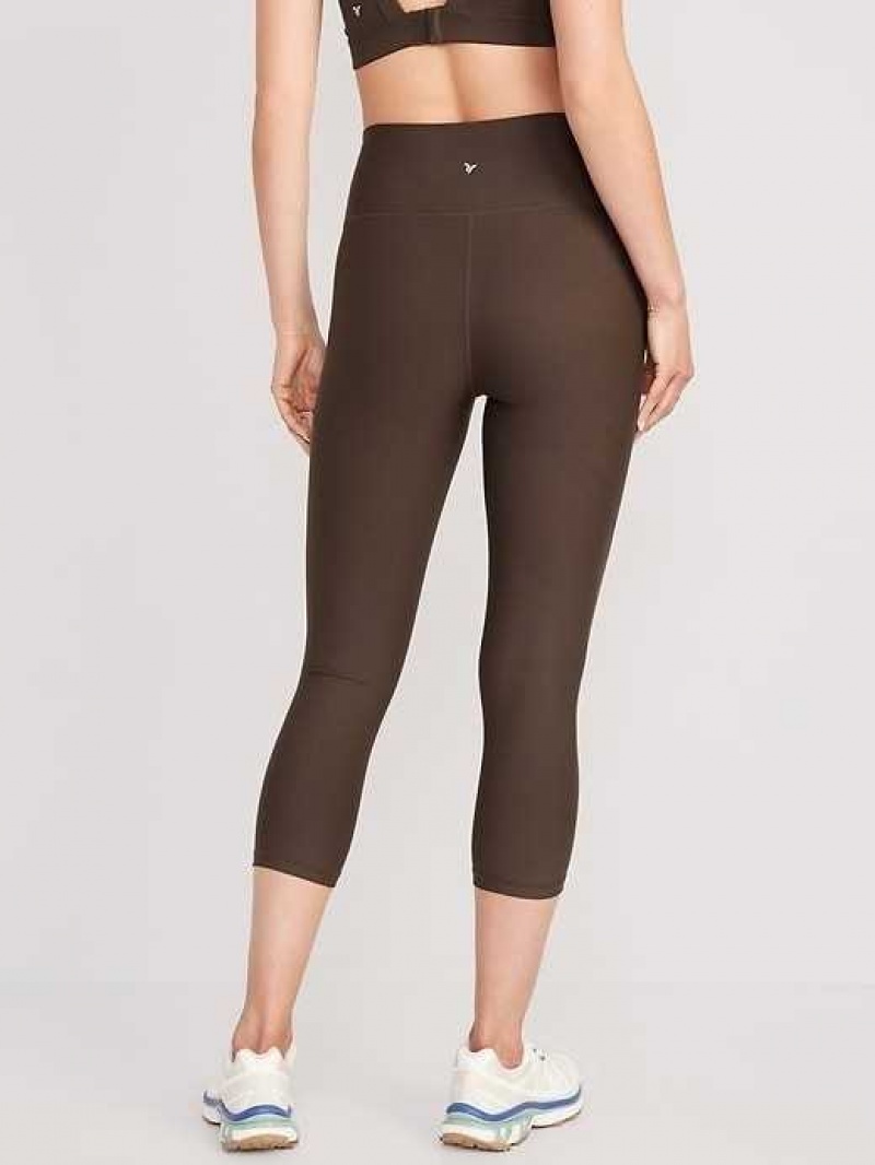 Old Navy High-Waisted PowerSoft Crop Leggings French Roast | KUM903625