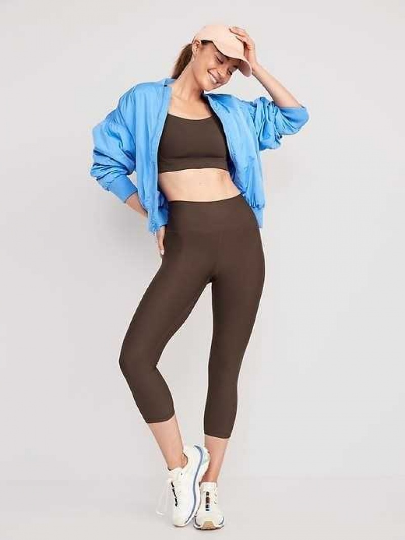 Old Navy High-Waisted PowerSoft Crop Leggings French Roast | KUM903625