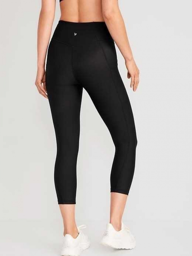 Old Navy High-Waisted PowerSoft Crop Leggings Black | YMO986412