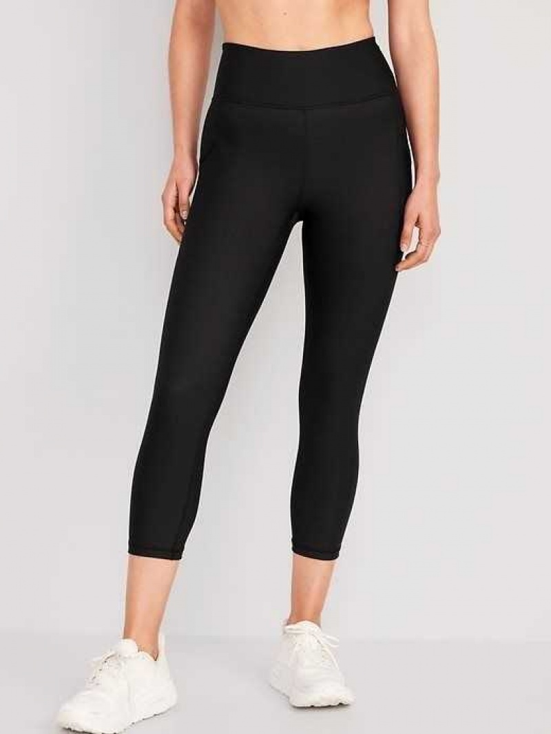 Old Navy High-Waisted PowerSoft Crop Leggings Black | YMO986412