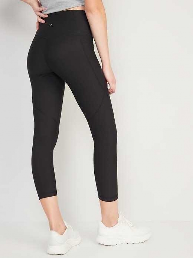 Old Navy High-Waisted PowerSoft Crop Leggings Black | FBP680521