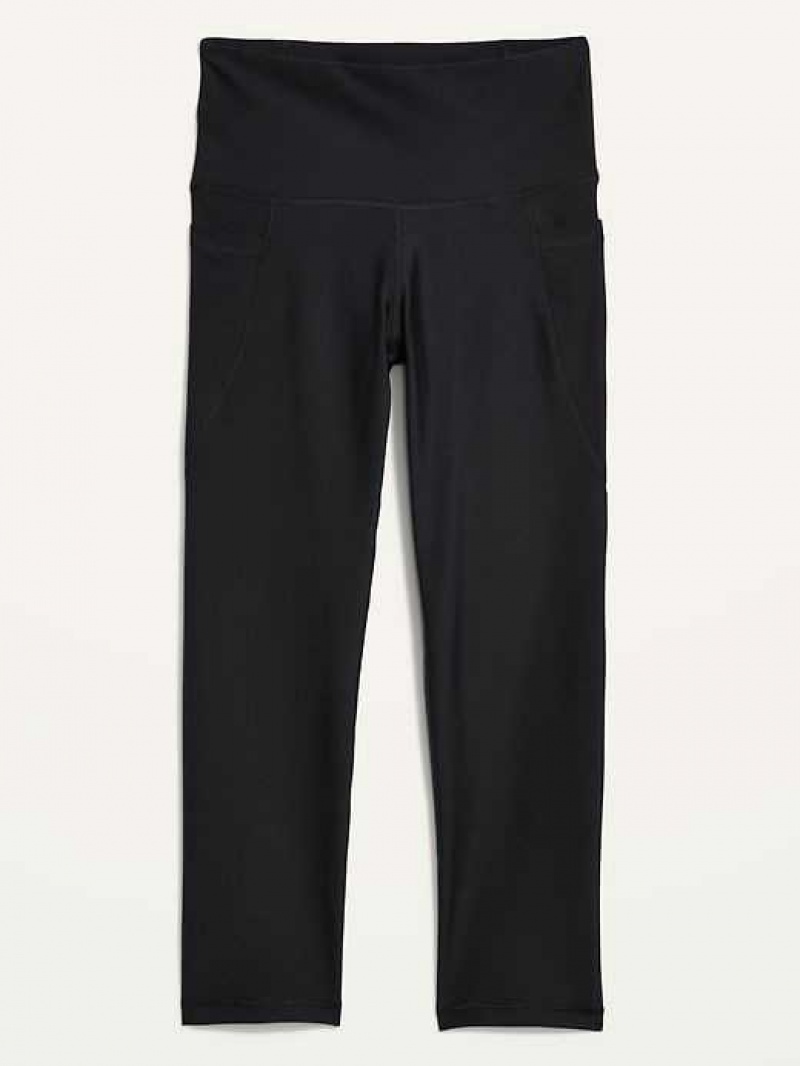 Old Navy High-Waisted PowerSoft Crop Leggings Black | FBP680521