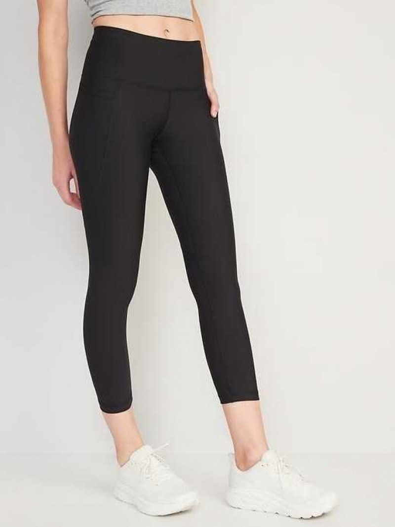 Old Navy High-Waisted PowerSoft Crop Leggings Black | FBP680521