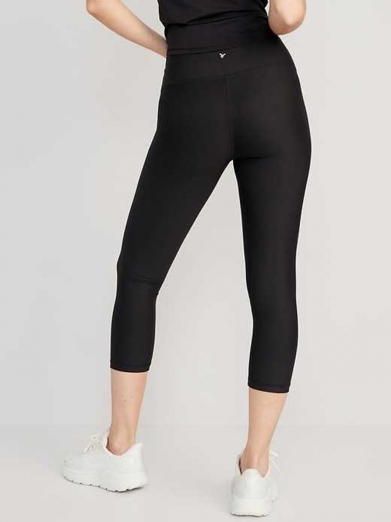 Old Navy High-Waisted PowerSoft Crop Leggings Black | EDM183904