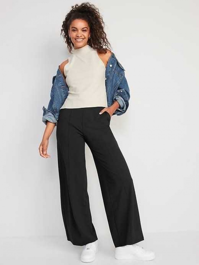 Old Navy High-Waisted PowerSoft Wide-Leg Pants Black | KAN412308