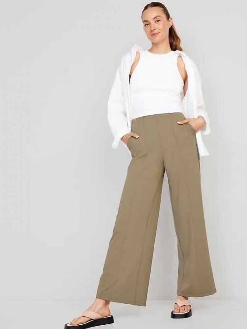 Old Navy High-Waisted PowerSoft Wide-Leg Pants Fir Tree | ERL926057