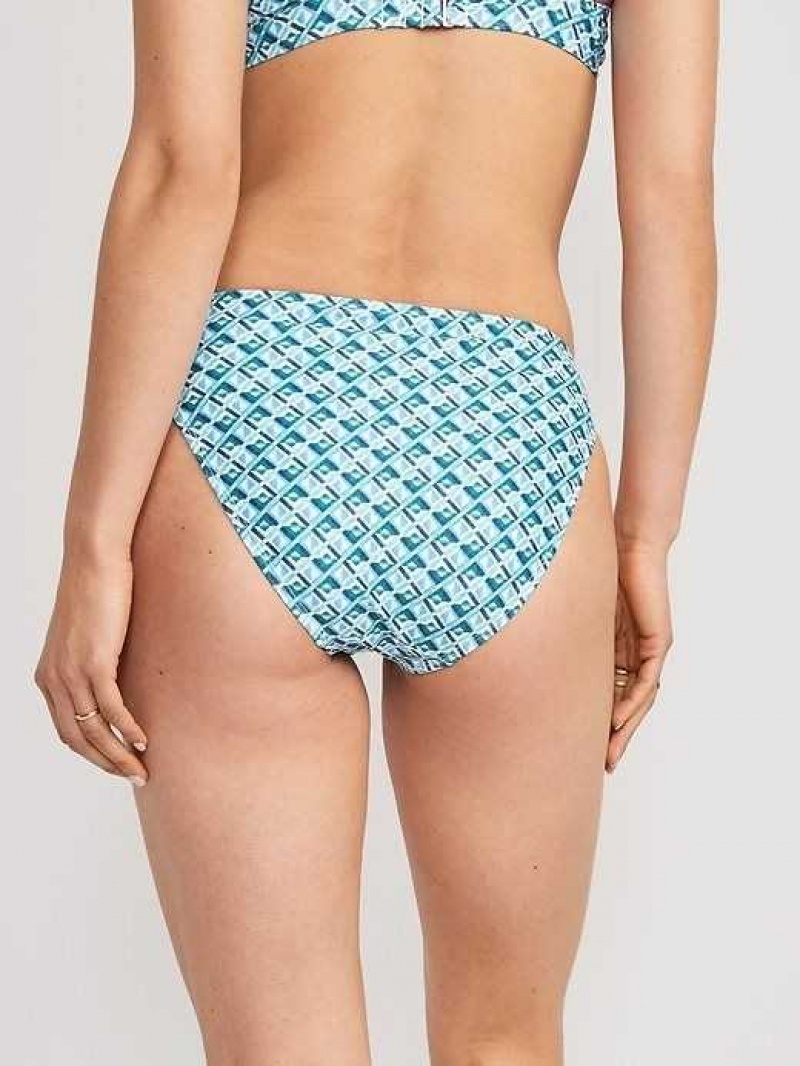 Old Navy High-Waisted Printed French-Cut Bikini Swim Bottoms Blue | BMP213049