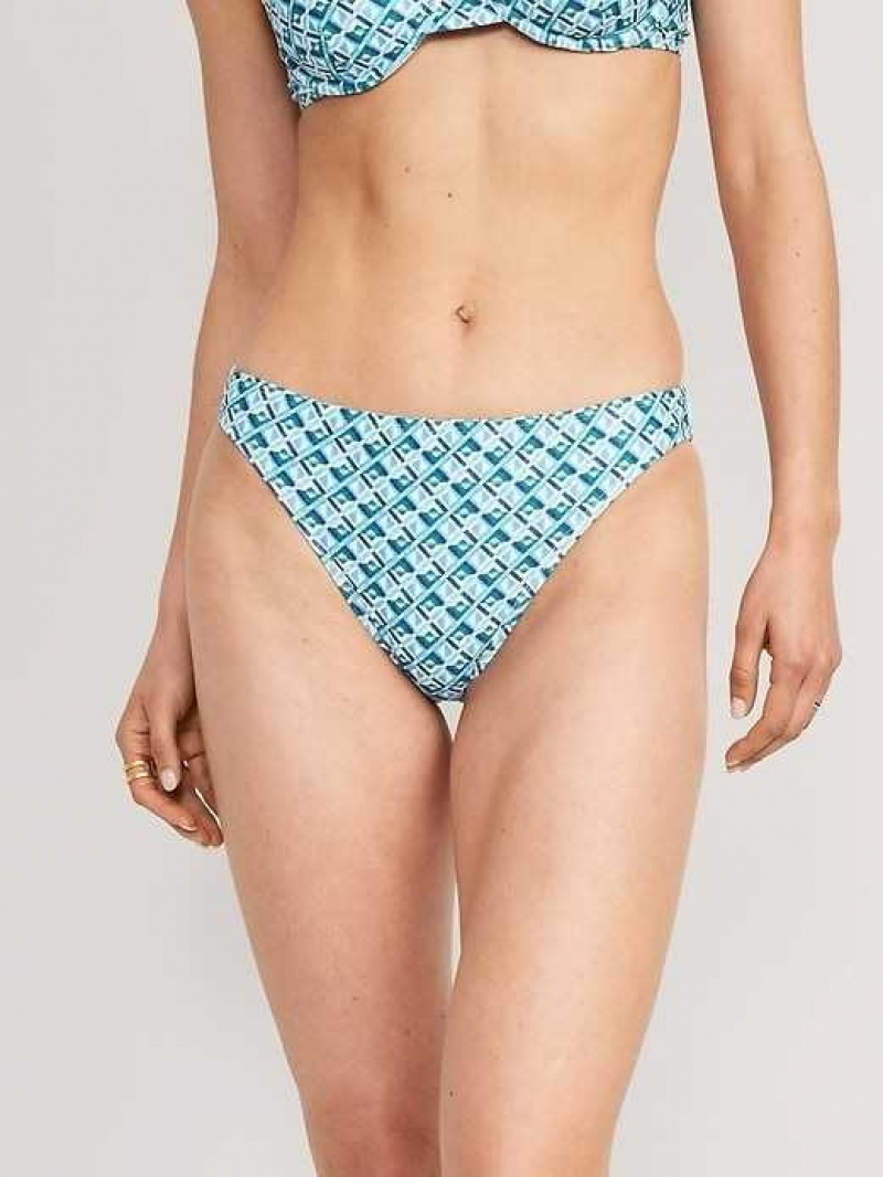 Old Navy High-Waisted Printed French-Cut Bikini Swim Bottoms Blue | BMP213049