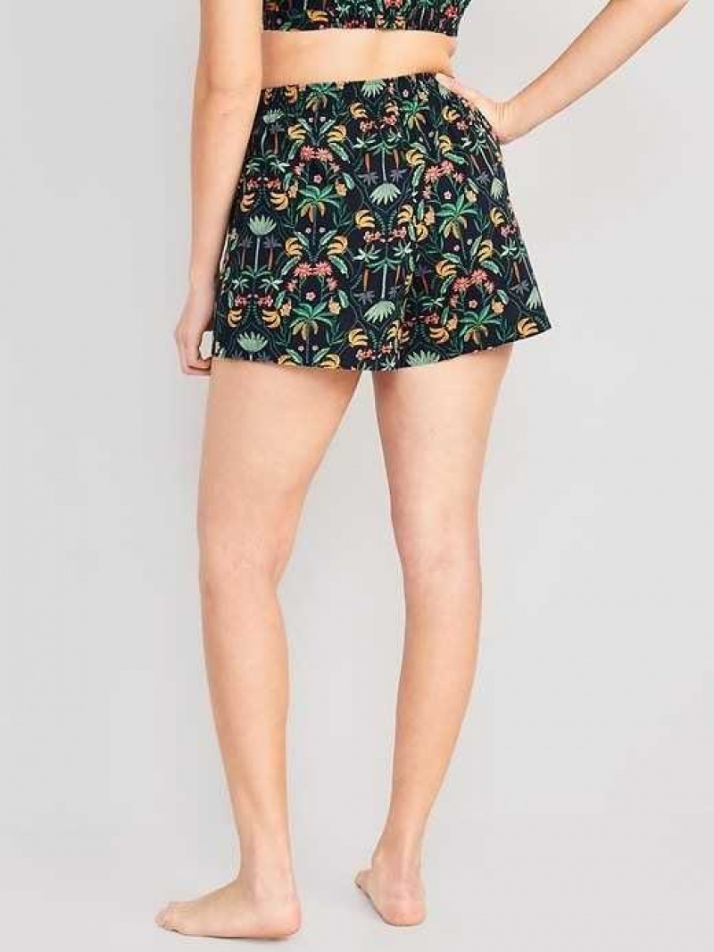 Old Navy High-Waisted Printed Poplin Pajama Shorts Banana Print | VFW456130