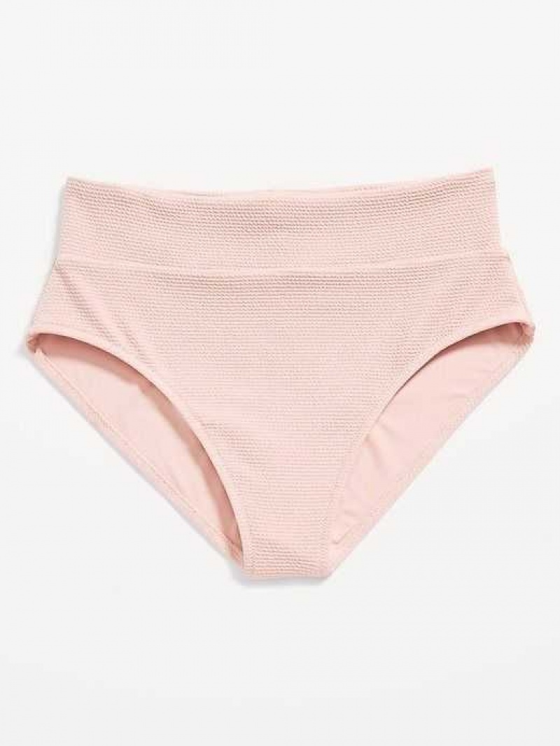 Old Navy High-Waisted Pucker Classic Bikini Swim Bottoms Pink | MTE815742