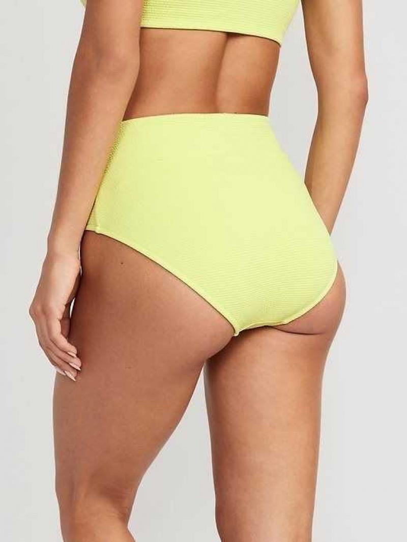 Old Navy High-Waisted Pucker Classic Bikini Swim Bottoms Pousse Verte | CUM310562