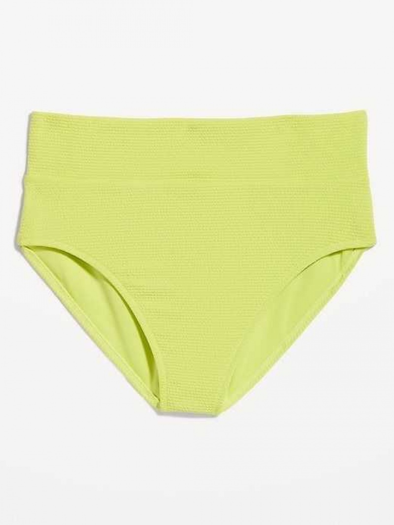 Old Navy High-Waisted Pucker Classic Bikini Swim Bottoms Pousse Verte | CUM310562