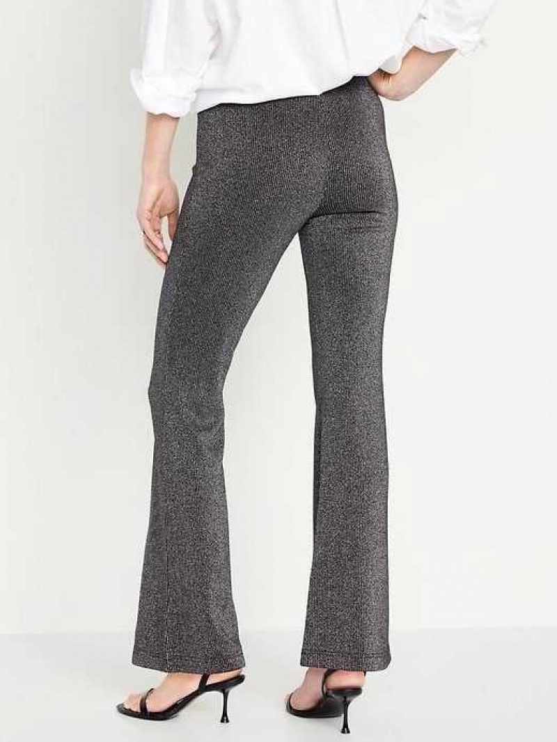 Old Navy High-Waisted Pull-On Flare Pants Black Silver | RBN286504