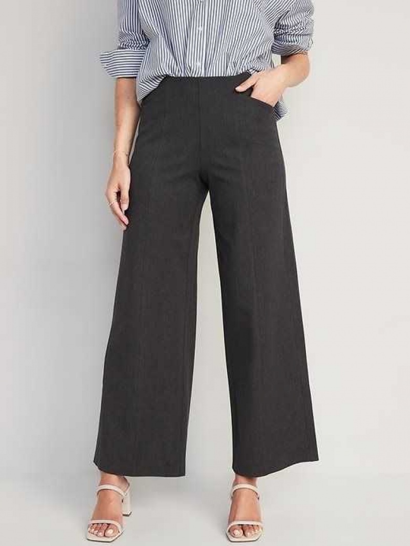 Old Navy High-Waisted Pull-On Pixie Wide-Leg Pants Dark Grey | MVP962718