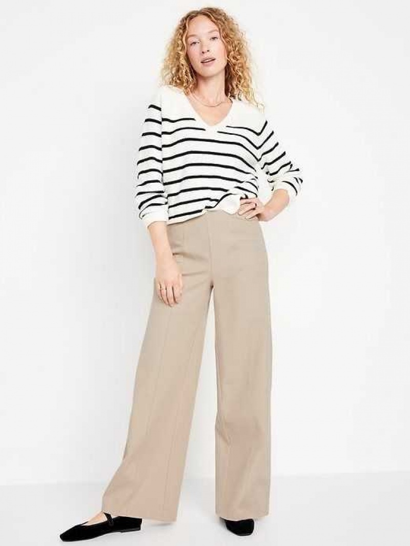 Old Navy High-Waisted Pull-On Pixie Wide-Leg Pants Beige | XDI369540