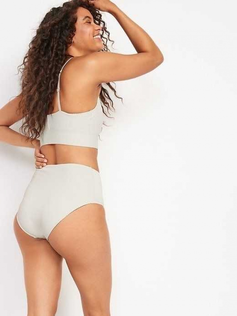 Old Navy High-Waisted Ribbed Bikini Swim Bottoms Creme De La Creme | JWB217593