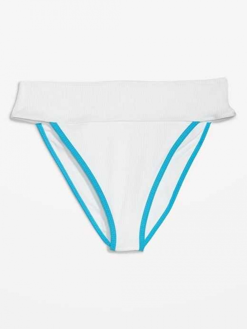 Old Navy High-Waisted Ribbed French-Cut Bikini Swim Bottoms White | DSK306842