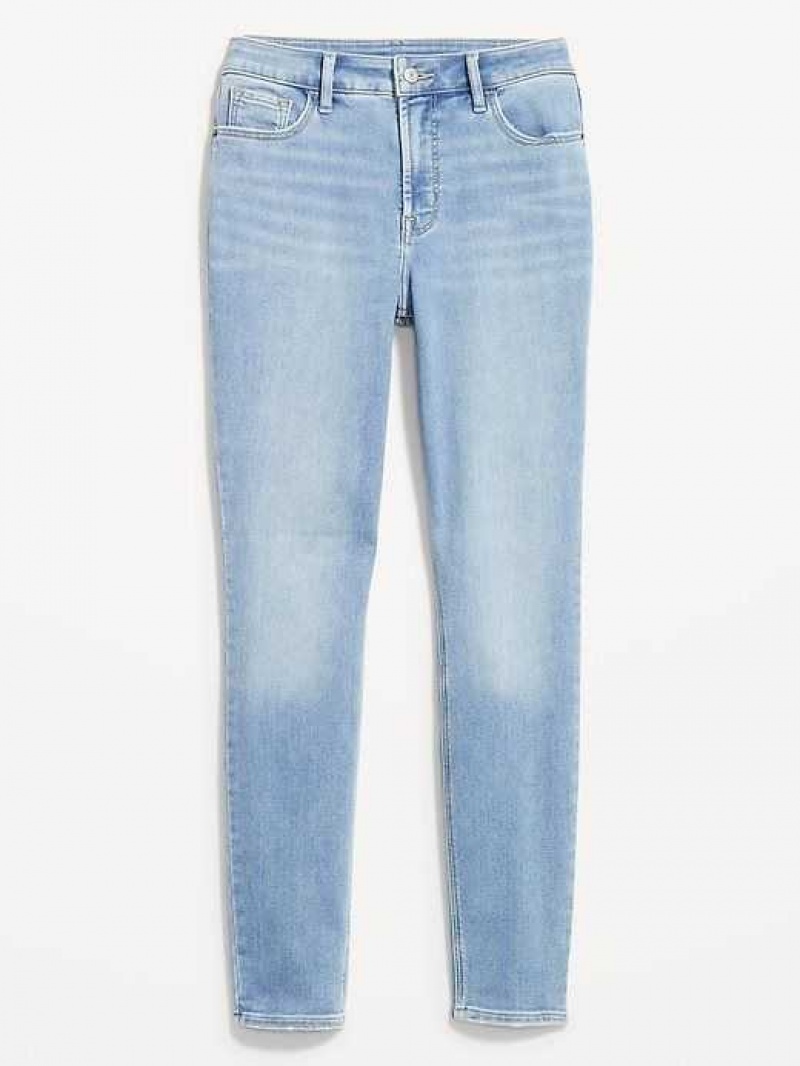 Old Navy High-Waisted Rockstar Super-Skinny Built-In Warm Jeans Light Wash | OMG043875