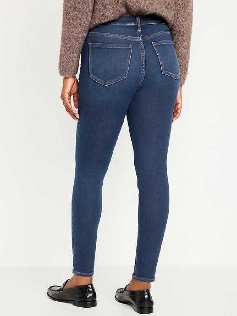 Old Navy High-Waisted Rockstar Super-Skinny Built-In Warm Jeans Dark Wash | IYC629351