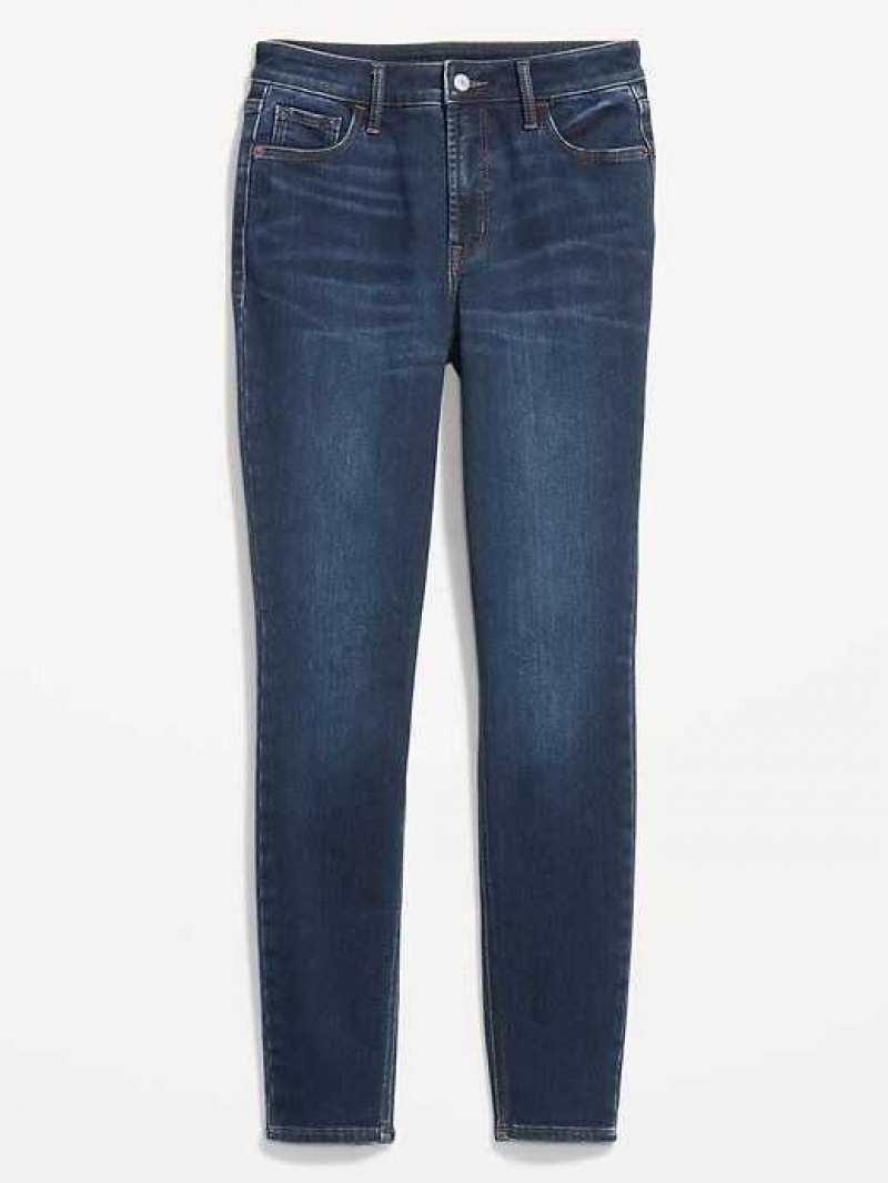 Old Navy High-Waisted Rockstar Super-Skinny Built-In Warm Jeans Dark Wash | IYC629351