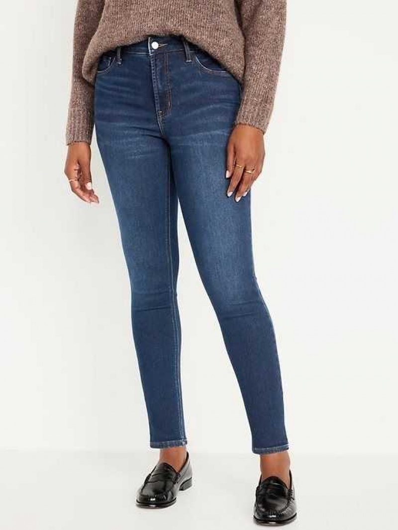 Old Navy High-Waisted Rockstar Super-Skinny Built-In Warm Jeans Dark Wash | IYC629351