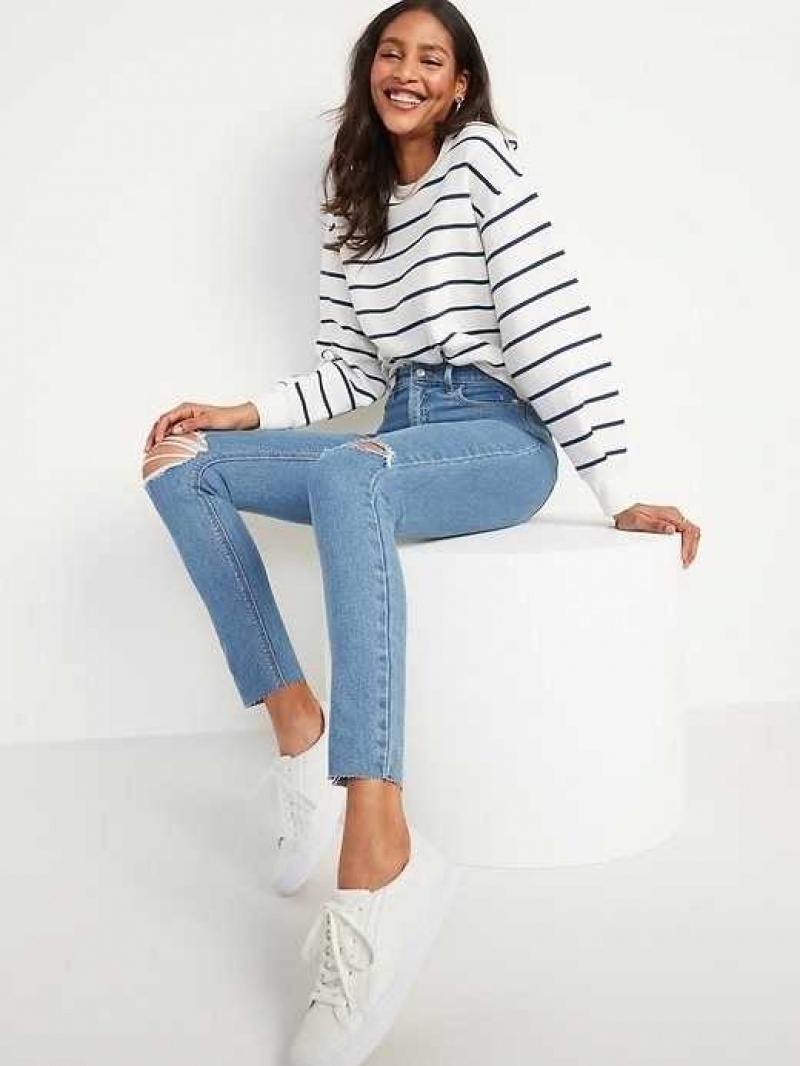 Old Navy High-Waisted Rockstar Super-Skinny Ripped Ankle Jeans Lolly | FDS927864