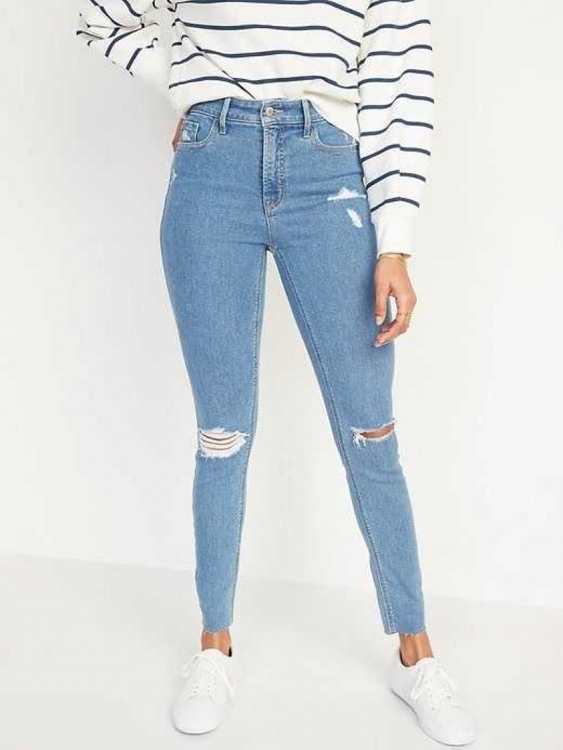 Old Navy High-Waisted Rockstar Super-Skinny Ripped Ankle Jeans Lolly | FDS927864