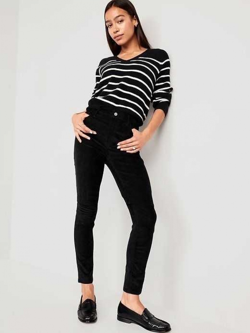 Old Navy High-Waisted Rockstar Super-Skinny Corduroy Pants Black | EGZ746513