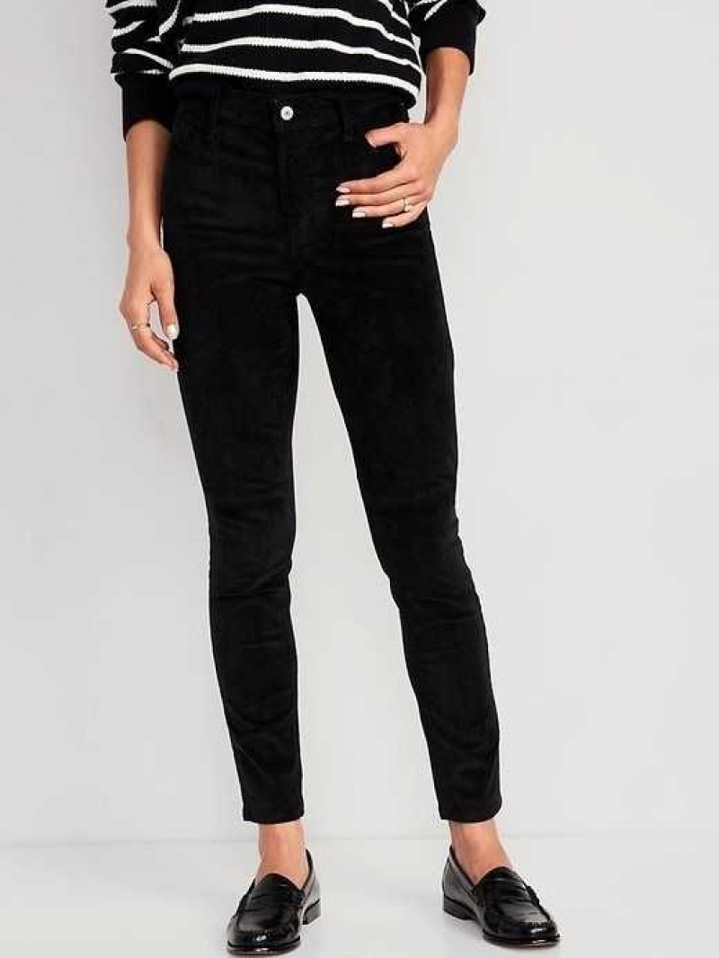 Old Navy High-Waisted Rockstar Super-Skinny Corduroy Pants Black | EGZ746513