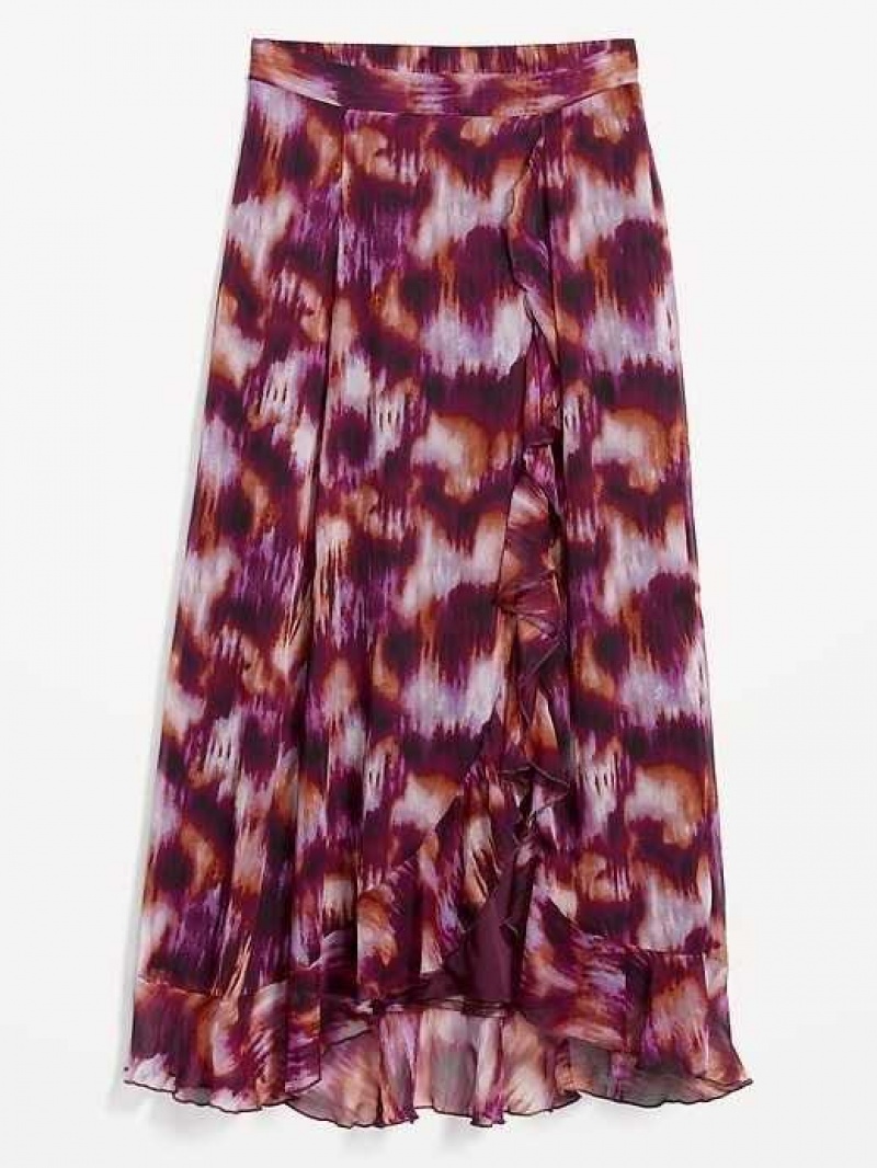 Old Navy High-Waisted Ruffle-Trim Maxi Skirt Purple Multicolor | OKR840176