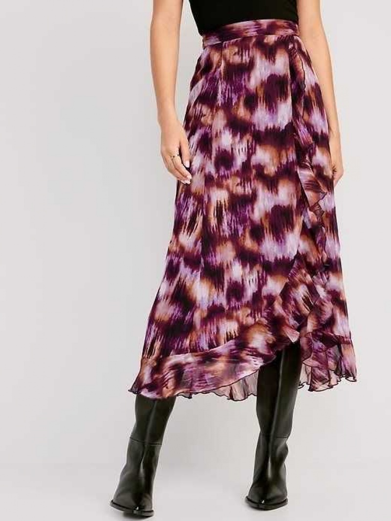 Old Navy High-Waisted Ruffle-Trim Maxi Skirt Purple Multicolor | OKR840176