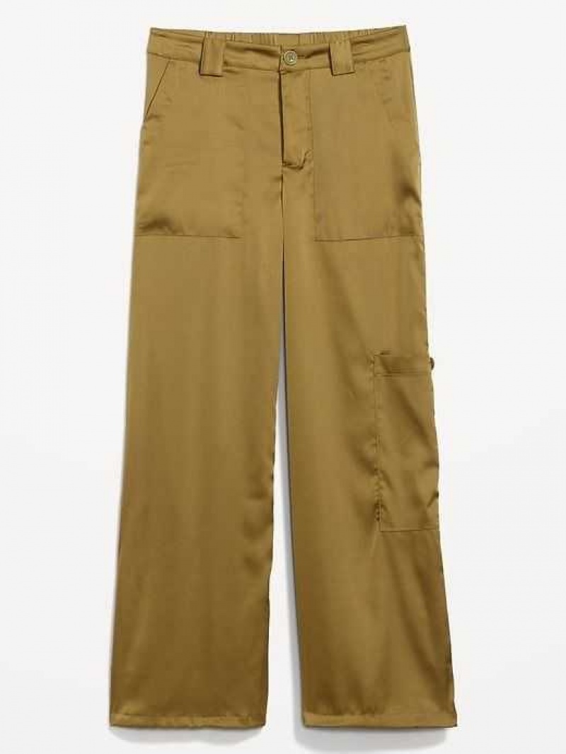 Old Navy High-Waisted Satin Cargo Jogger Pants Utility Moss | XDH071328