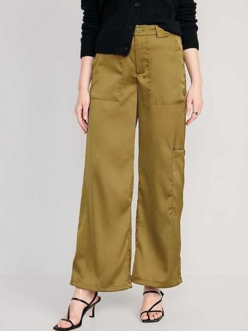 Old Navy High-Waisted Satin Cargo Jogger Pants Utility Moss | XDH071328