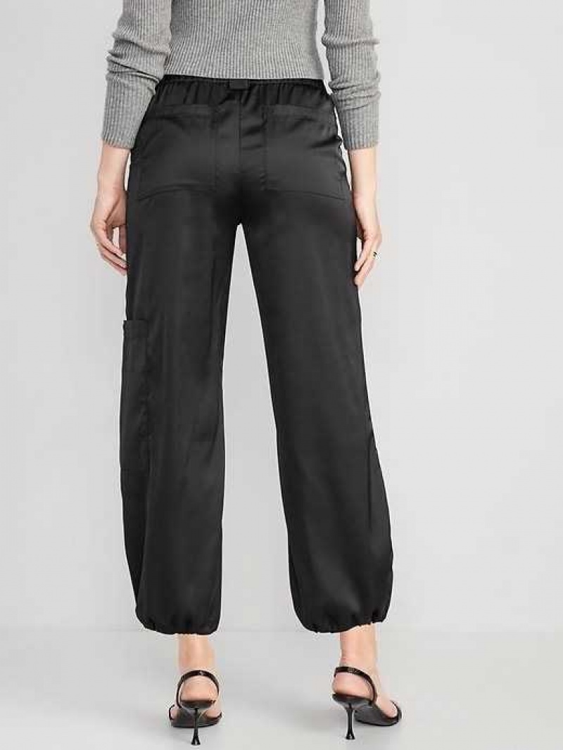 Old Navy High-Waisted Satin Cargo Jogger Pants Blackjack | XAP864279