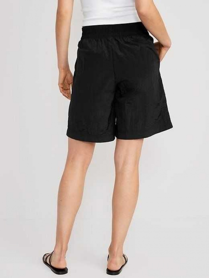 Old Navy High-Waisted Shiny Nylon Bermuda Shorts Black | ERD485012