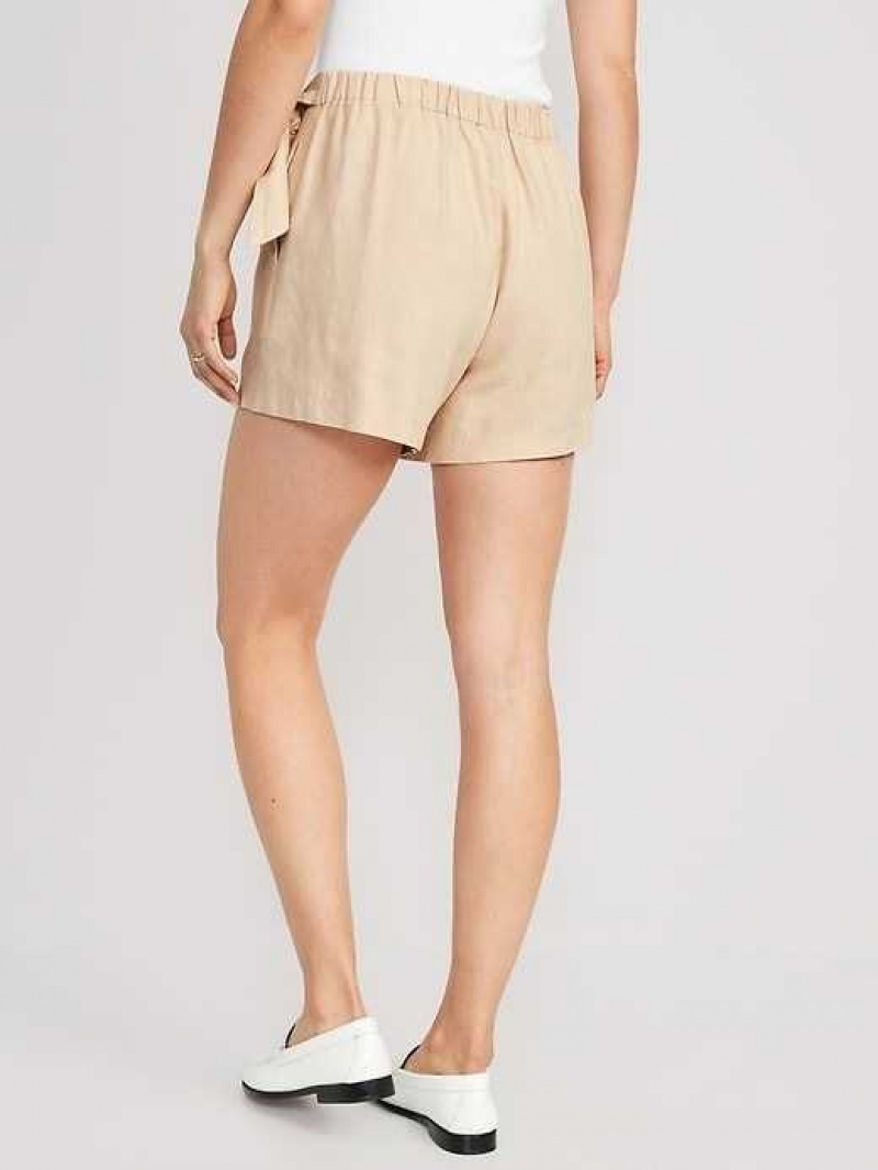 Old Navy High-Waisted Side-Tie Linen-Blend Skort Desert Floor | CTA527180