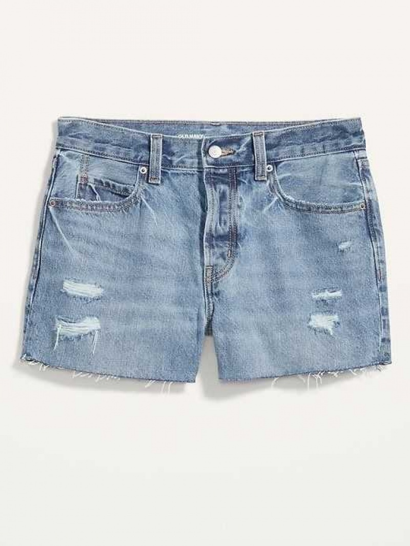 Old Navy High-Waisted Slouchy Straight Button-Fly Cut-Off Jean Shorts Light Wash | TIV942705