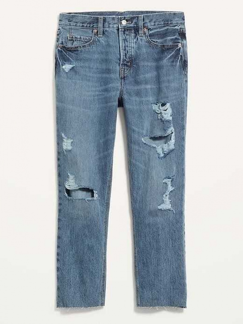 Old Navy High-Waisted Slouchy Straight Cropped Ripped Jeans Susan | FEW860517