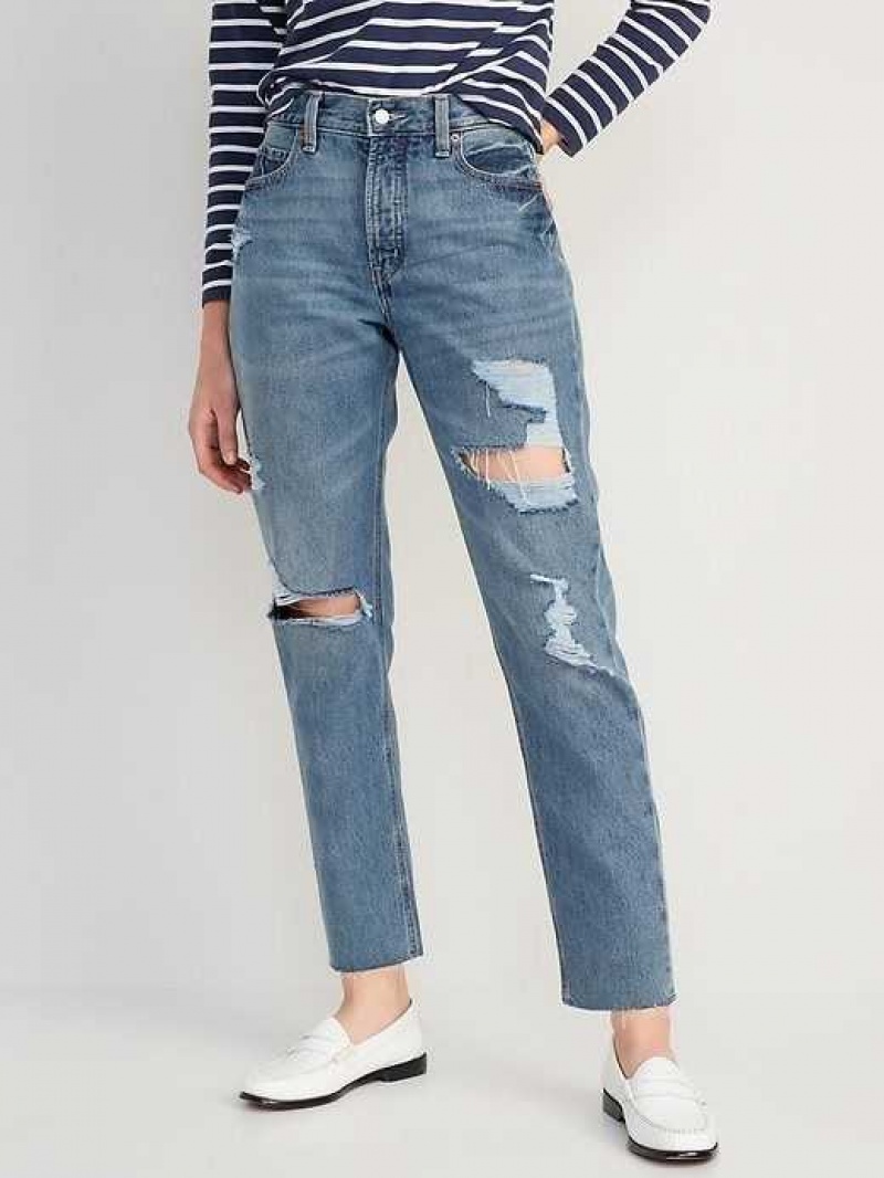 Old Navy High-Waisted Slouchy Straight Cropped Ripped Jeans Susan | FEW860517