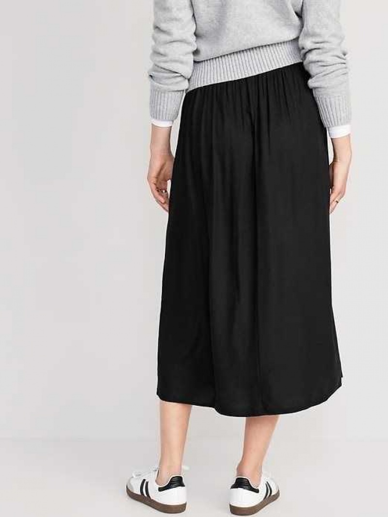 Old Navy High-Waisted Smocked Crepe Maxi Skirt Blackjack | HZR863042