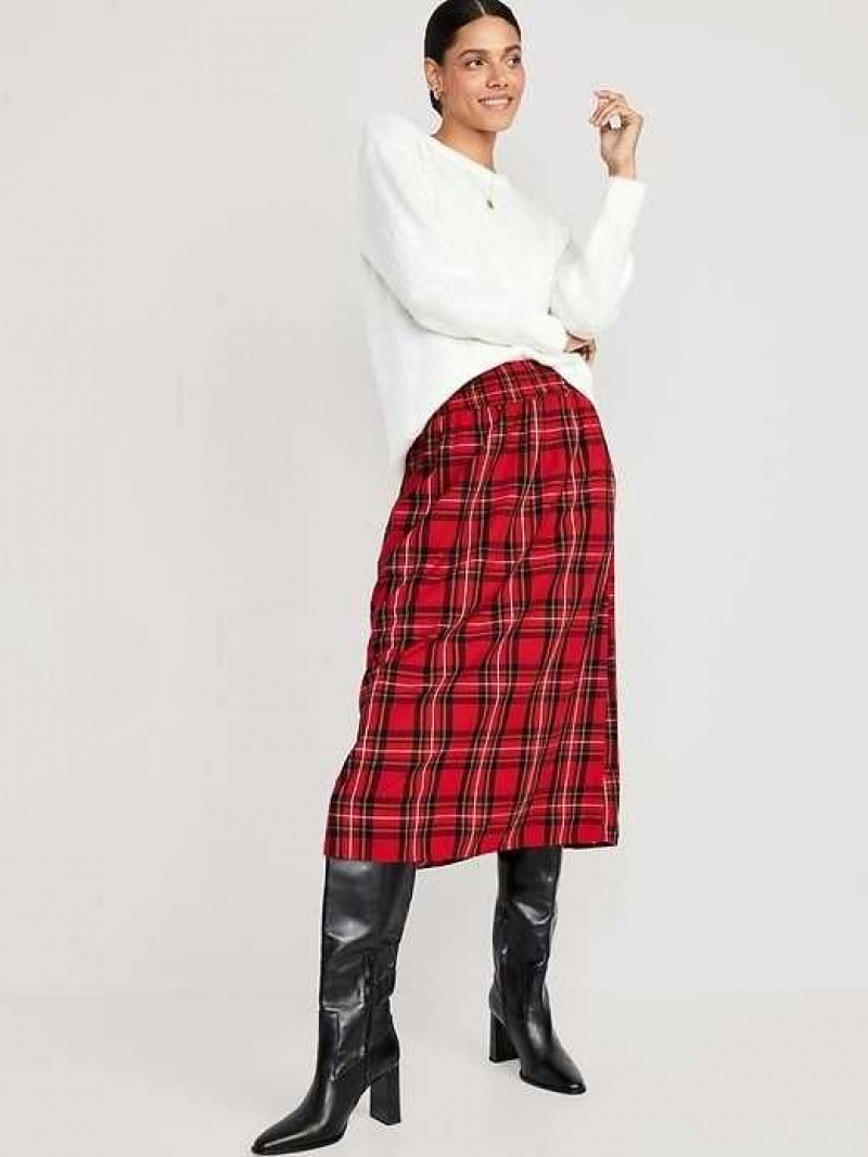 Old Navy High-Waisted Smocked Midi Skirt Red | WOQ049761