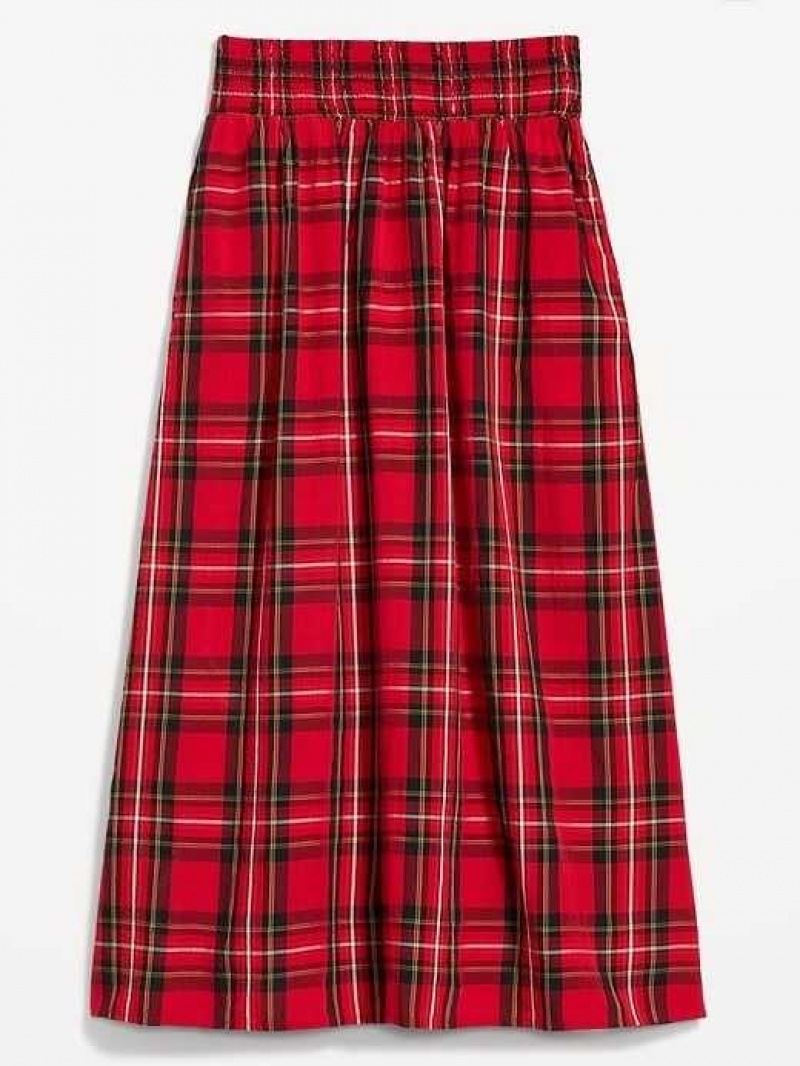 Old Navy High-Waisted Smocked Midi Skirt Red | WOQ049761