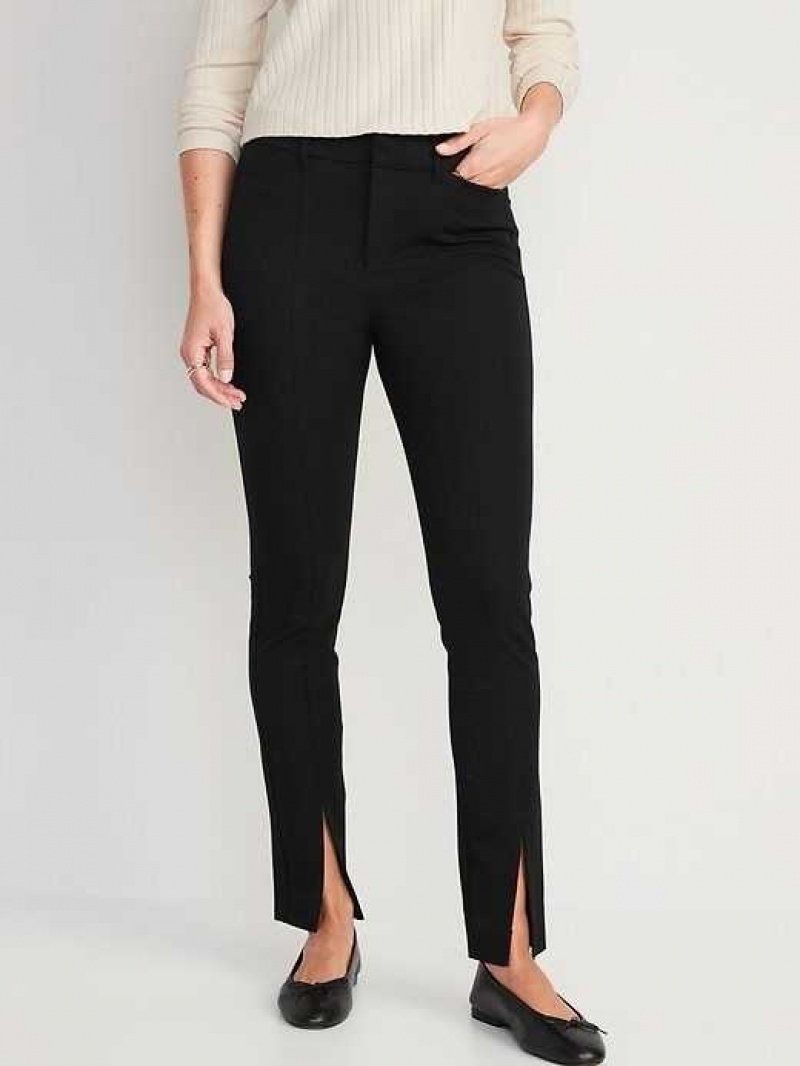 Old Navy High-Waisted Split-Front Pixie Skinny Pants Black | EGR293074