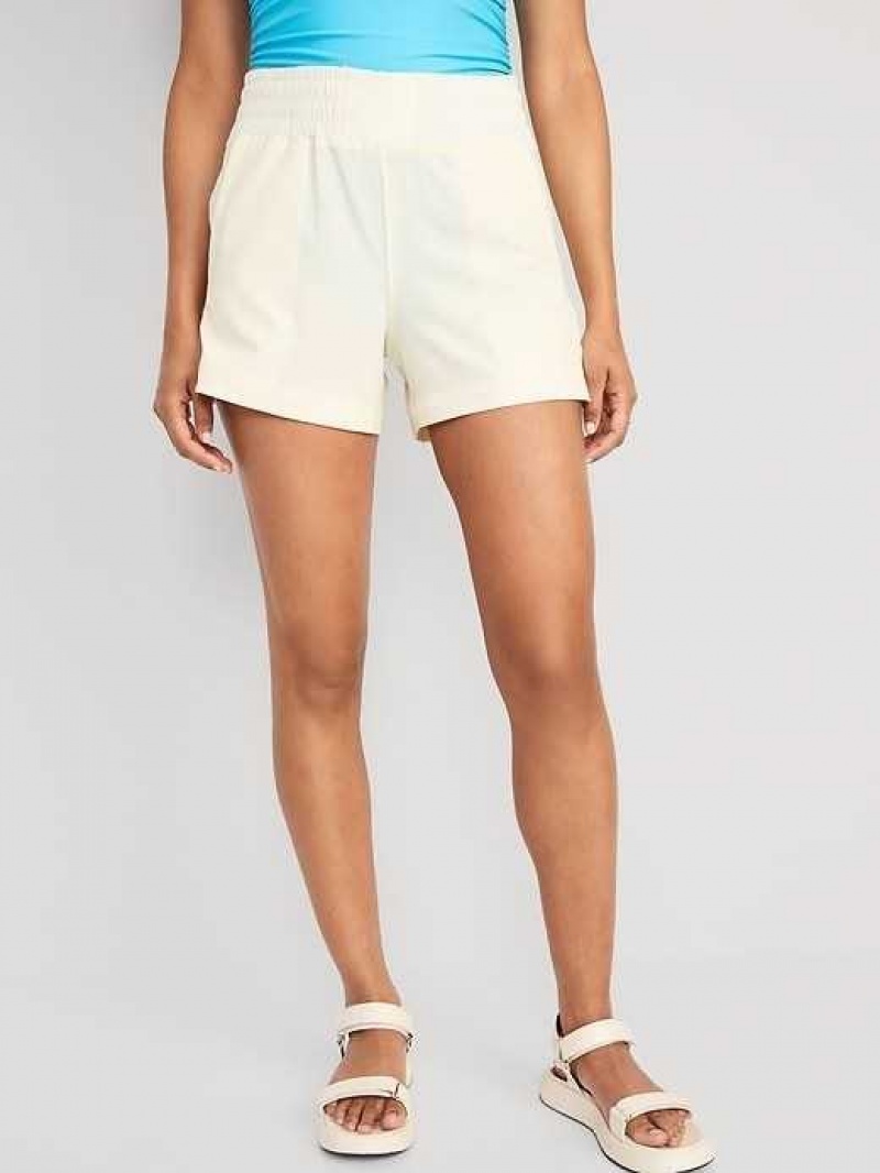 Old Navy High-Waisted StretchTech Pull-On Shorts Creme De La Creme | HDJ894165