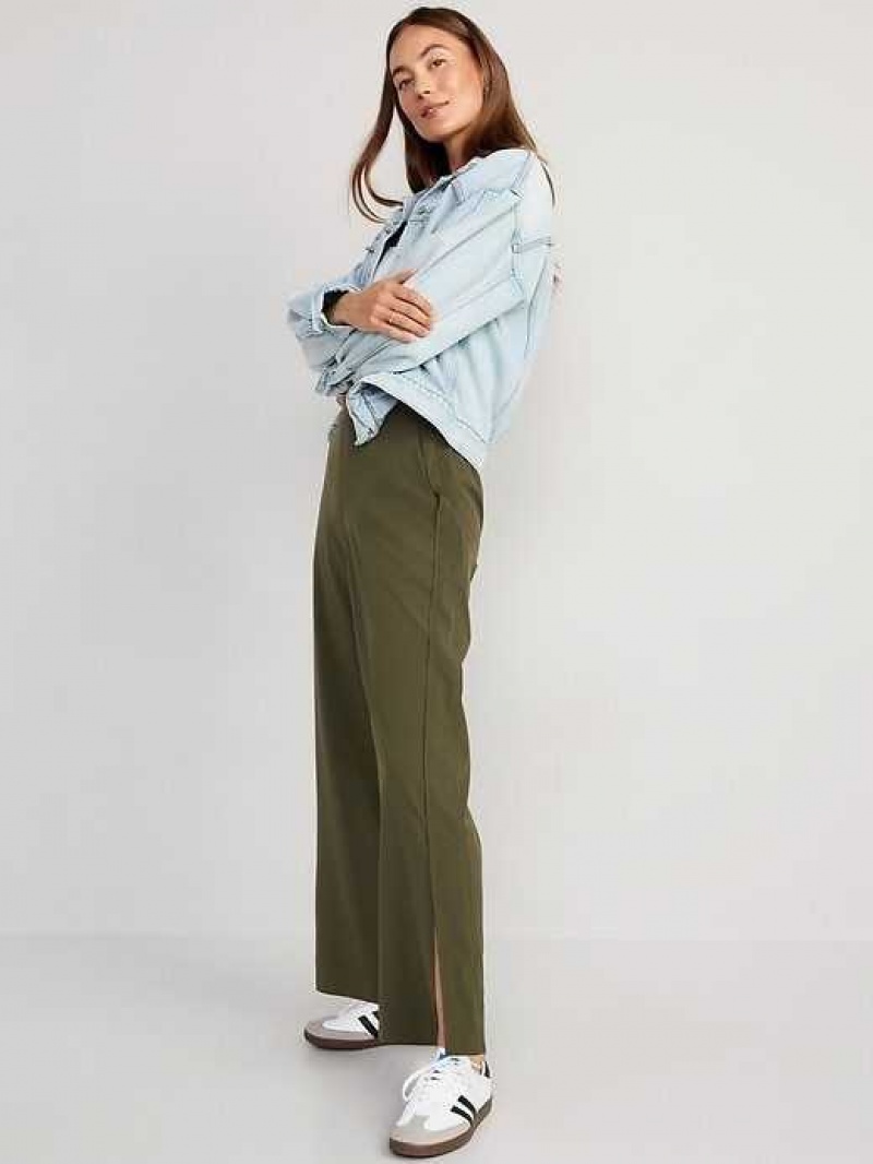 Old Navy High-Waisted StretchTech Split-Hem Wide-Leg Pants Conifer | FIE706839